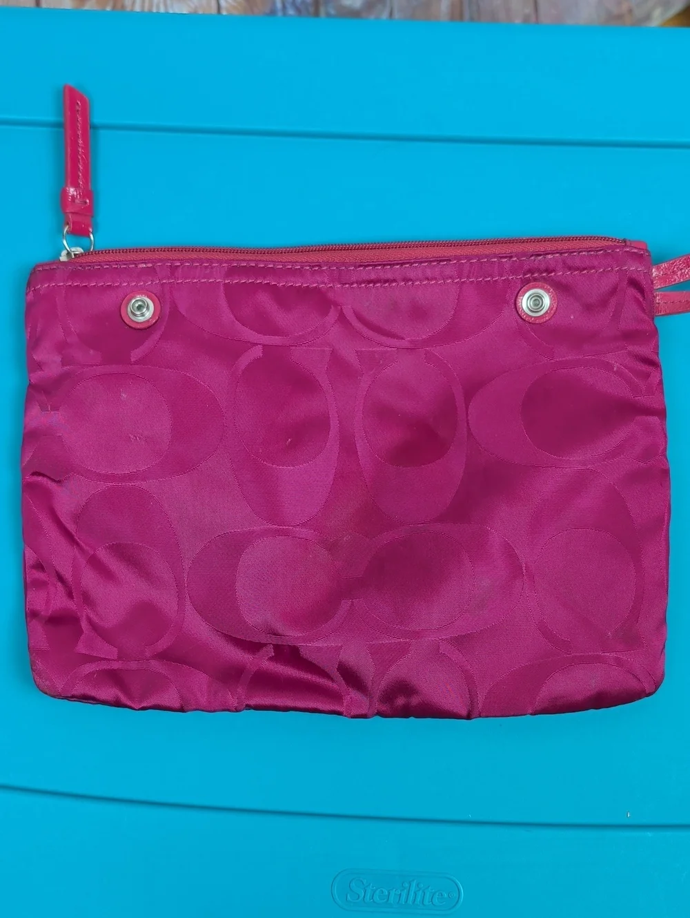 Coach Pink Signature Makeup Bag